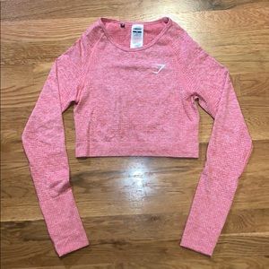 Gymshark Pink Long Sleeve Marl Crop Top